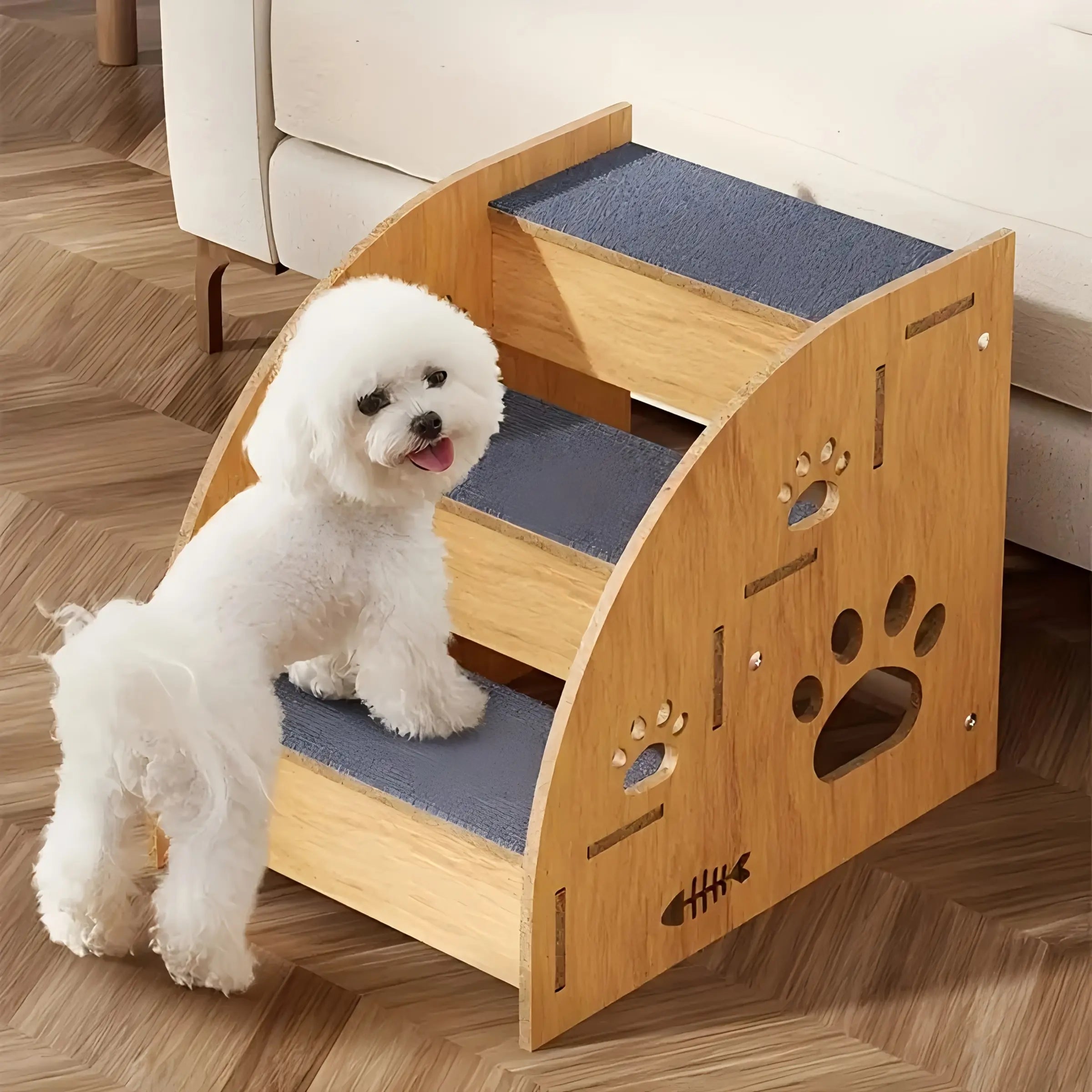 Non-Slip Pet Stairs for Dogs & Cats, Ideal for High Beds & Sofas, Perfect for Small Medium Pets, Safe & Convenient Action