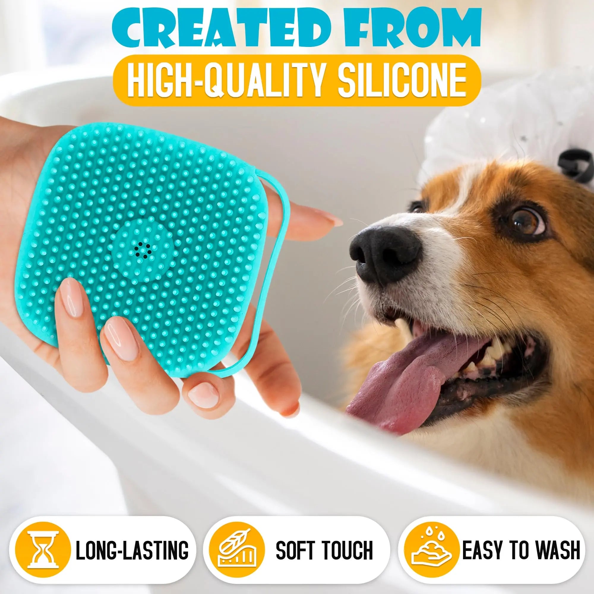 Pet Grooming Brush Tool Designed to Detangle and Fluff Fur Remove Loose Hair and Prevent Matting Features a Detachable Head for Easy Cleaning in the Shower or Bathtub