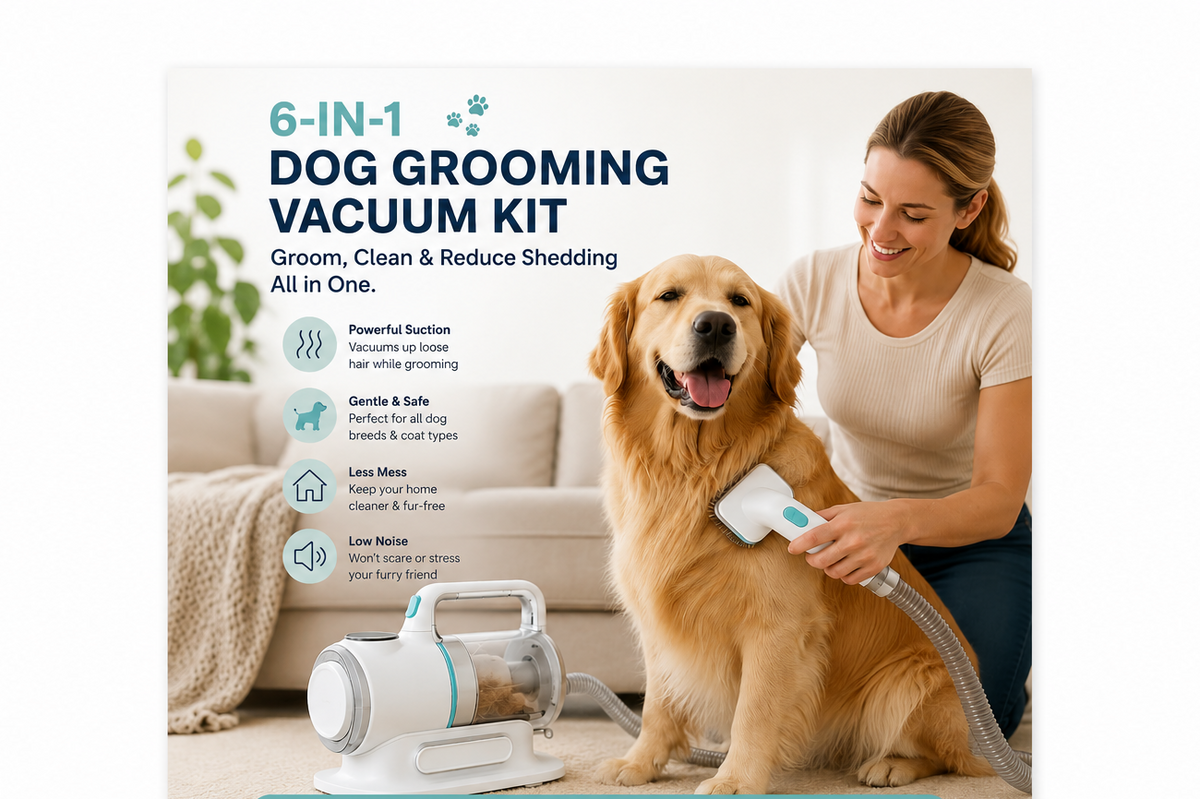 Professional 6-In-1 Dog Grooming Vacuum Kit | 🚚 Free Next Day Shipping