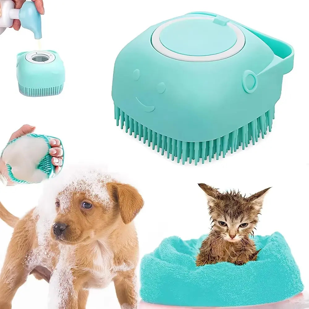 Pet Grooming Brush Tool Designed to Detangle and Fluff Fur Remove Loose Hair and Prevent Matting Features a Detachable Head for Easy Cleaning in the Shower or Bathtub