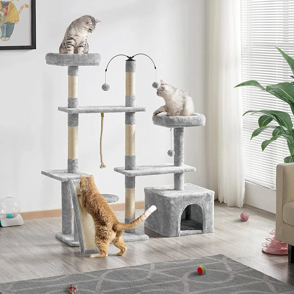 Multi-Level Cat Tree Cat Tower for Indoor Cats, Cat Condo with Scratching Posts, Cat Furniture Play Center, Plush Perch, Rotatable Cat Tree Light Gray