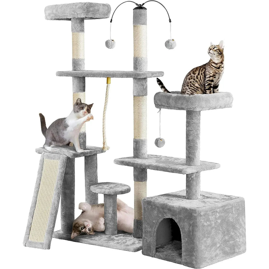 Multi-Level Cat Tree Cat Tower for Indoor Cats, Cat Condo with Scratching Posts, Cat Furniture Play Center, Plush Perch, Rotatable Cat Tree Light Gray