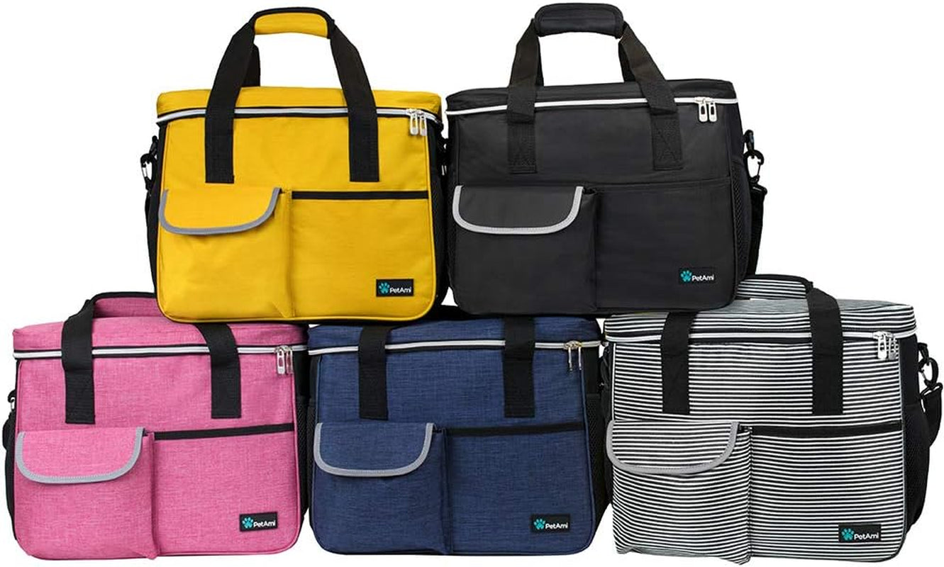 Dog Travel Bag, Travel Pet Bag Organizer, Dog Food Travel Bag with Container Collapsible Bowls, Pet Travel Supplies Gift Accessories for Weekend Camping, Puppy Cat Diaper Bag, Pink Medium