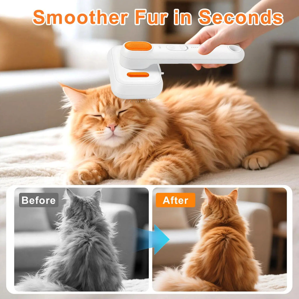 #Summervibes Cat Grooming Brush – Waterproof Steam Deshedding Tool, One-Button Hair Removal Comb for Cats & Dogs, Pet Fur Cleaning & Trimming, Petlovers