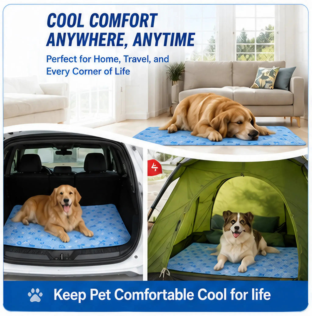 Pet Cool Pad - Washable Gel, Waterproof Ice Silk Pad for Dogs & Cats, Suitable for Couch, Crate (Sizes S-L)