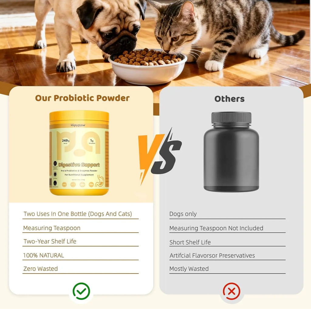 Hipypaw Cat & Dog Probiotic Powder 249G – Gentle, Sensitive-Friendly, Digestive Health & Immune Support, Multi-Strain, All Life Stages
