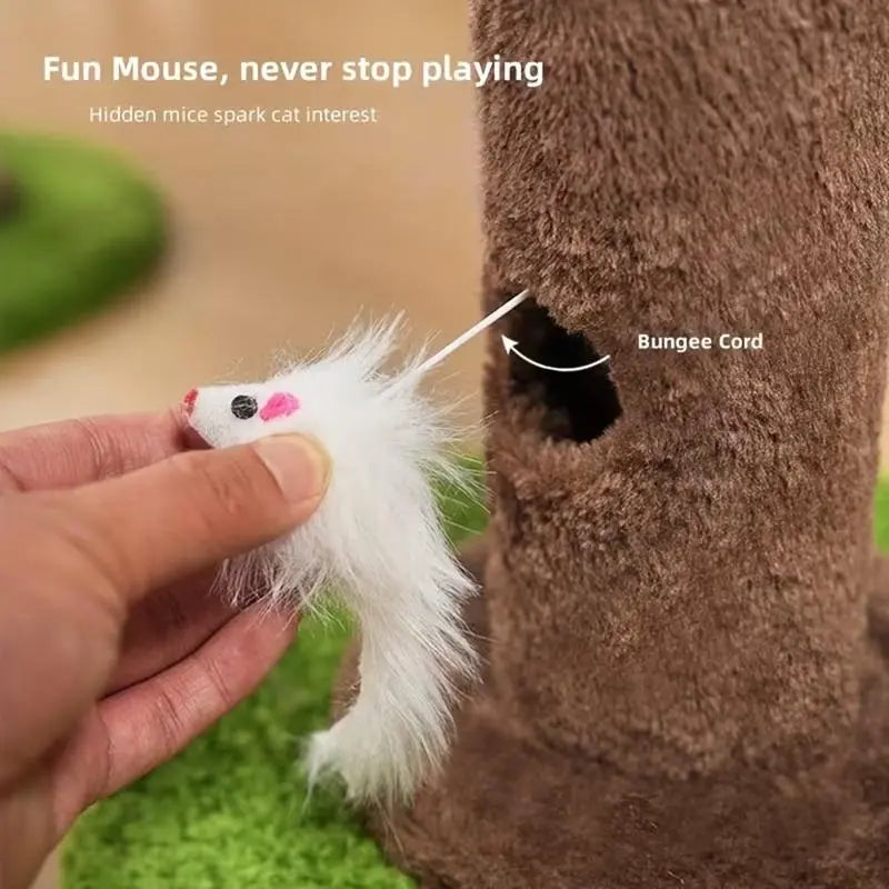 39''Cat Scratching Post with Artificial Eucalyptus Leaves 4-In-1 Interactive Cat Tree Tower- Summervibes Kitten Scratcher with Toy Balls - Indoor Cat Scratching Post with Ball - Sisal Rope -Modern Pet Furniture Cat Tree for Living Room Home Decor Ou