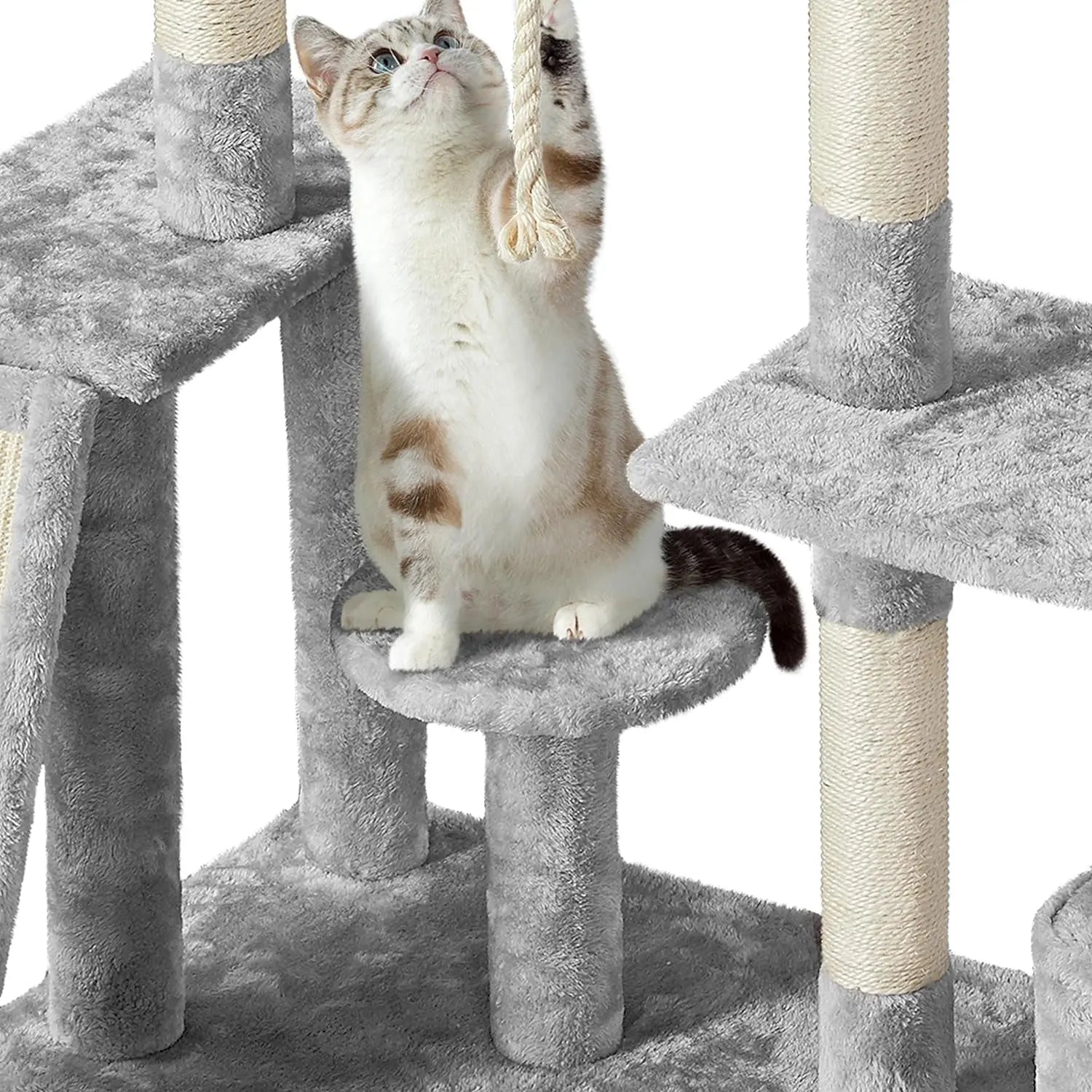 Multi-Level Cat Tree Cat Tower for Indoor Cats, Cat Condo with Scratching Posts, Cat Furniture Play Center, Plush Perch, Rotatable Cat Tree Light Gray
