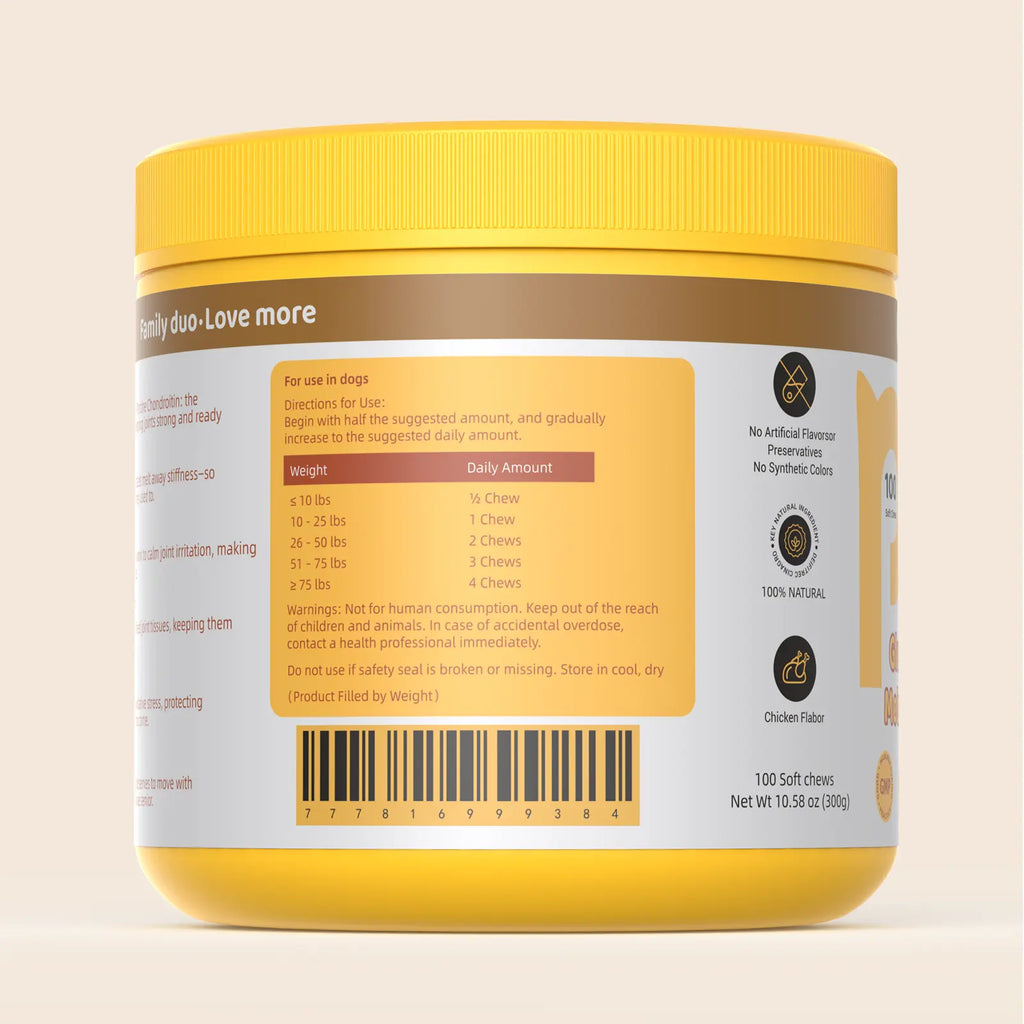 Hipypaw Hip & Joint Mobility Bites for Dogs Natural Joint Health Supplement with Glucosamine & Chondroitin, MSM & Omega-3 Soft Chewsz