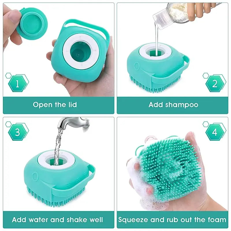 Pet Grooming Brush Tool Designed to Detangle and Fluff Fur Remove Loose Hair and Prevent Matting Features a Detachable Head for Easy Cleaning in the Shower or Bathtub