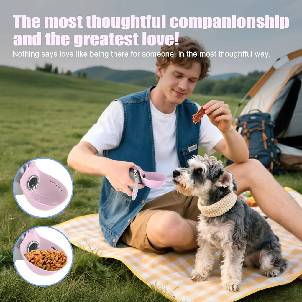 Ihubei Pet Water Bottle with Food-Grade Silicon Foldable Bowl 304 Stainless Steel Spherical Dog Hydration round Bottle Travel Dogs/Cats Water Dispenser Puppy Water Feeding Sphere Bottle for Walk Hiking Stylish Addorable Design Cute 285Ml#Summervibes